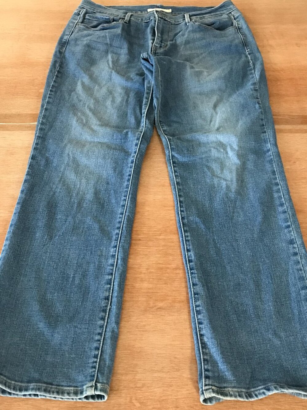Levi's 505 Straight Leg Jeans Women 14 Blue Mid Rise Medium Wash Stretch 19613